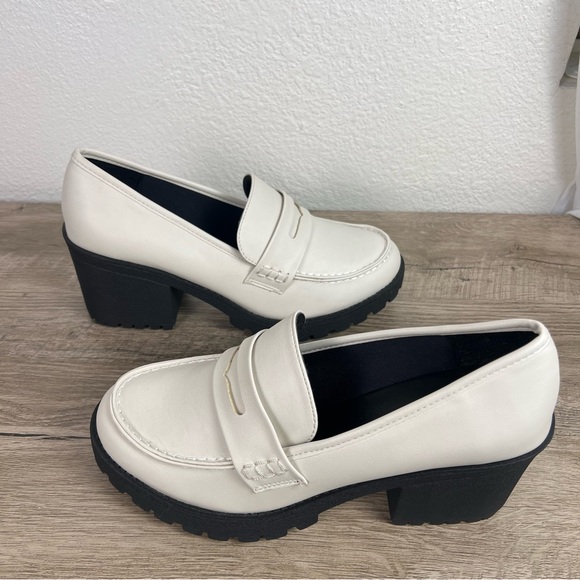 Soda Women's Chunky White Heel Loafers Size 10 Grunge Y2K Platform - Picture 7 of 8